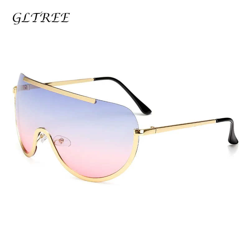 

GLTREE One-Piece Lens Oversized Square Sunglasses Women Fashion Brand Designer Big Man Sun Glasses Female Metal Frame UV400 G386