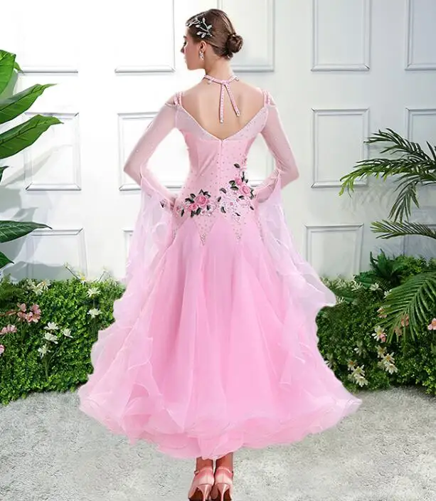 vestiti da ballo standard donna waltz dress vals dance dress kadın standard ballroom dress green red customize