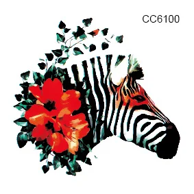 CC6100 6X6cm Little Cheapest Colorful Flower Zebra Head Temporary Tattoo Sticker Body Art Water Transfer Fake Taty For Face CC6100 6X6cm Little Cheapest Colorful Flower Zebra Head Temporary Tattoo Sticker Body Art Water Transfer Fake Taty For Face