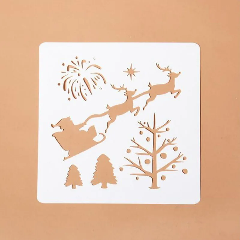 

2pc Christmas Tree And Deer Pattern Painting Template Bullet Journal Stencil Set Scrapbooking DIY Cards Template Merry Christmas