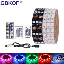 Светодиодный свет белый, черный, pcb DC5V 5050 SMD RGB usb-кабель светодиодный полосы света ТВ Подсветка ленты лампы RGB дистанционного управления 1 м 2