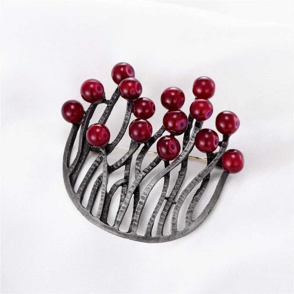 

red garnet brooch green red grey 3 colors gun plated alloy bastket flower design jewelry women brooch fashion 21023