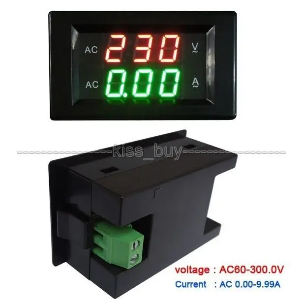 AC60~300V 10A Led Voltage/Current Meter AC 110V 220V Voltmeter Ammeter 2in1 Digital Multimeter Tester | Электронные компоненты