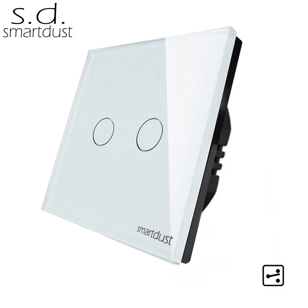 Smartdust EU Version 2 Gang Two Way Smart Switch, Glass Touch Electric