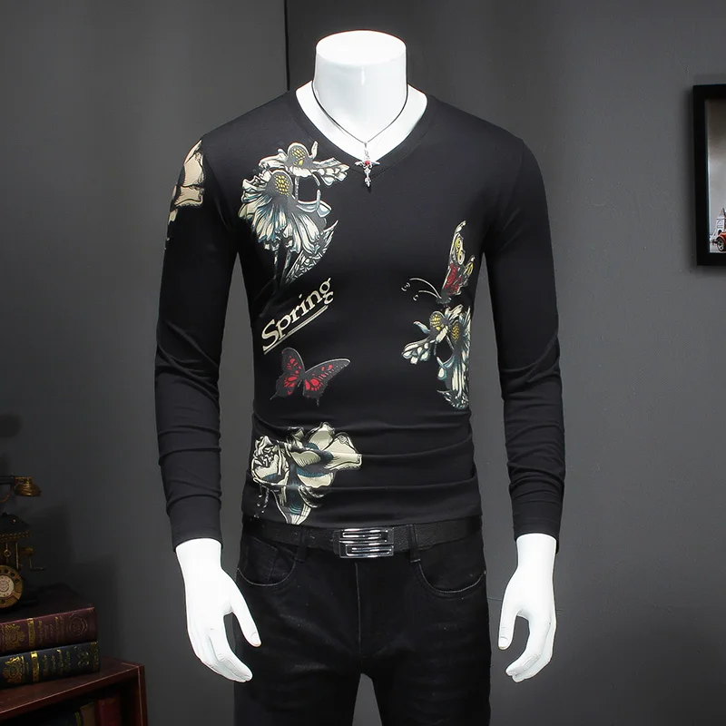 3d butterfly flower pattern printing fashion slim long
