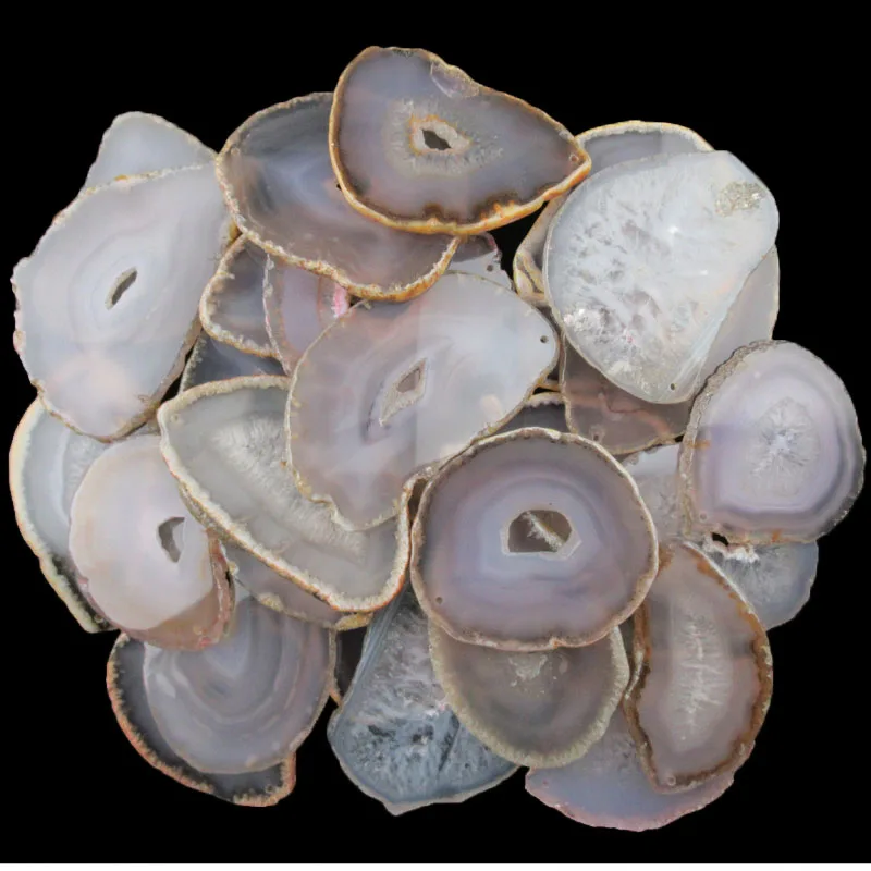 

10pcs Wholesale Gray Stripes Onyx Agates Slice Freeform Pendant Beads Size:(70mm-105mm)x 5mm Ca180608