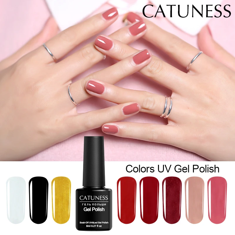 

CATUNESS UV Gel Nail Polish Semi-permanent Varnish Pure Color Glue Long Lasting Gel Nail Polish Colorful Acrylic Nail Varnish