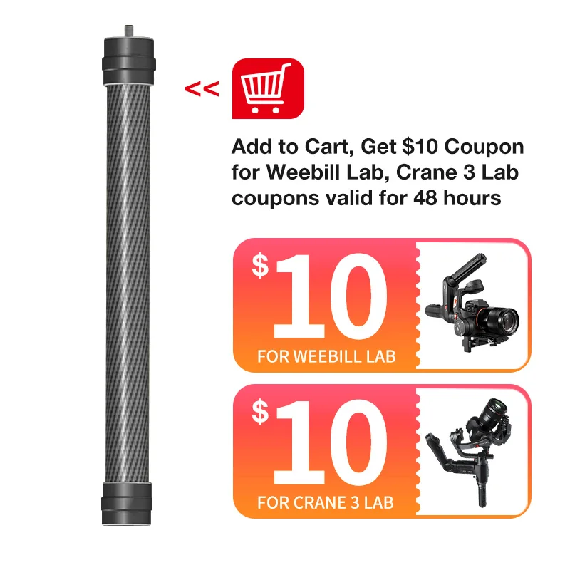 MeterMall Ulanzi Carbon Fiber Extend Rod Pole Stick for DJI Ronin S Crane V2 2 Plus Feiyu G6 G5 AK4000 A2000 Moza Air 2 Telescopic Handheld Bar