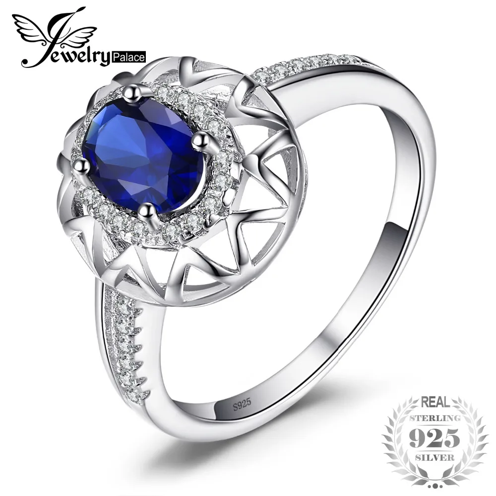 Jewelrypalace уникальный Дизайн 1.2ct синий создан сапфиры кольцо для Для женщин