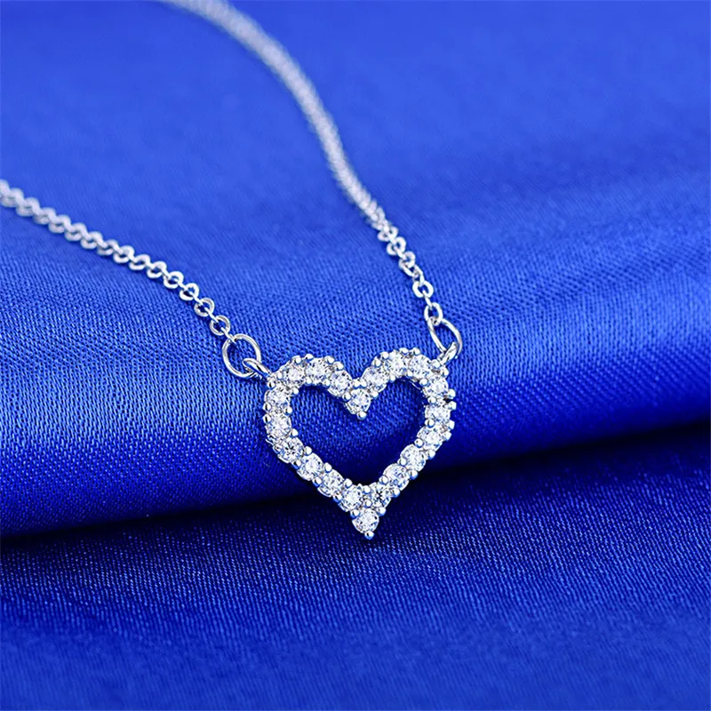 

fashion micro setting cubic zircon stone heart choker pendant necklace for women