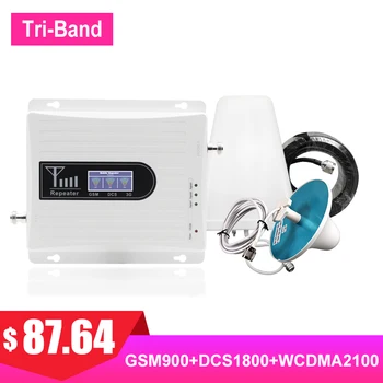 

TriBand Cellular Signal Amplifier 4G LTE 1800MHZ GSM 900MHZ Band1 Band3 2G 3G 2100MHZ cell payload booster LPDA Antenna Kit #