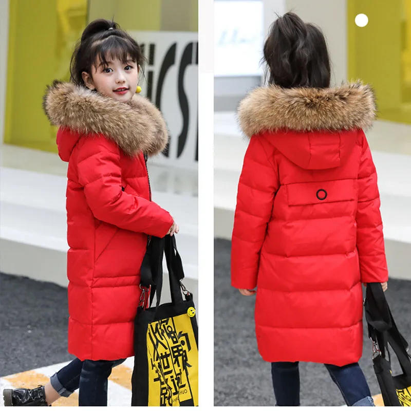 Зимние детские куртки пальто для девочек Детская парка на меху для подростков плотная пуховая куртка зимняя верхняя одежда для малышей до-30 градусов