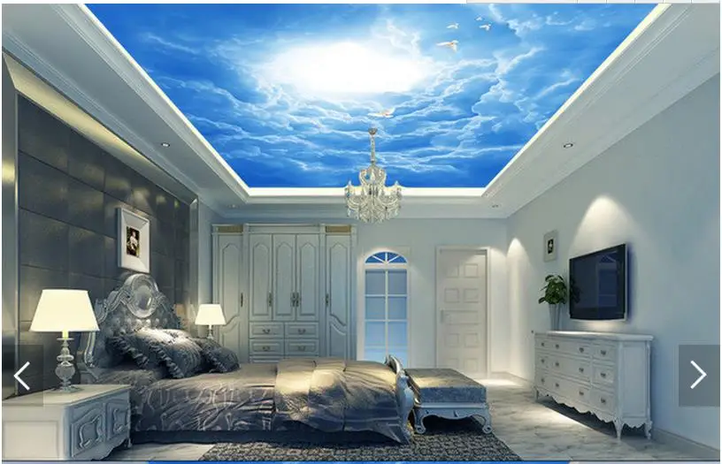

3d photo wallpaper 3d ceiling wall murals wallpaper Modern fantasy dove solid clouds frescoes on the blue sky 3d room wallpaper