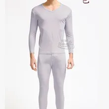 Tai повесить Zhengpin добавить шелк тутового осень одежда вязаный Шелковый Мужчины V шеи теплое нижнее белье