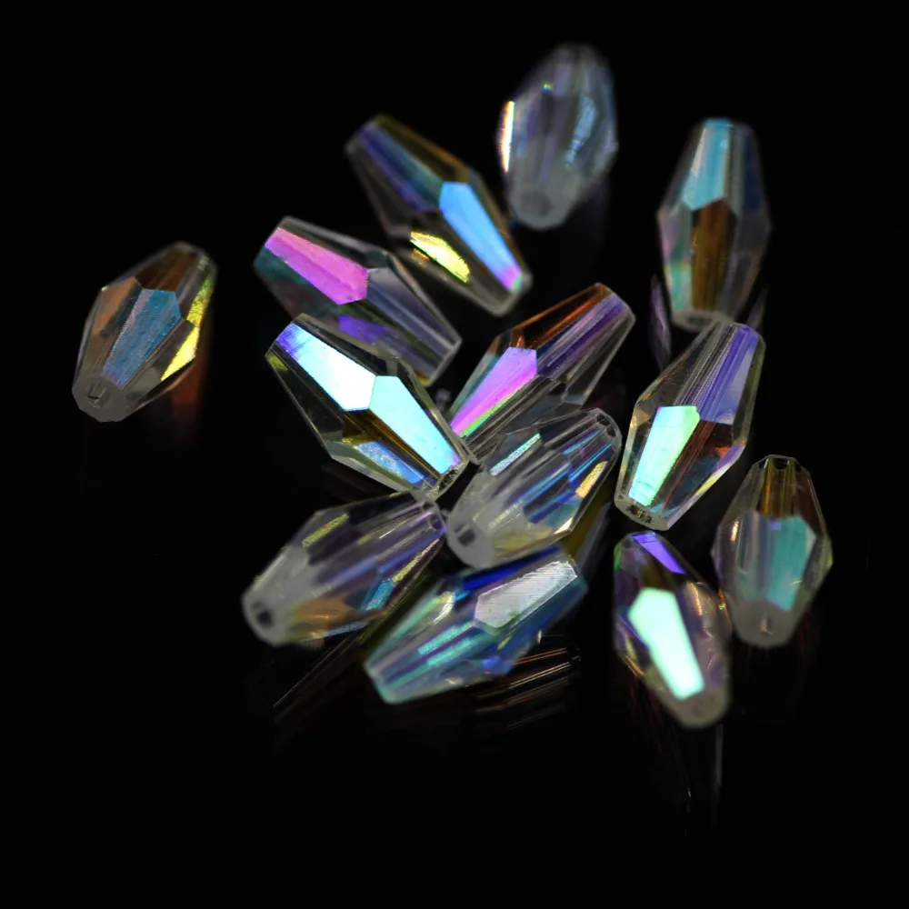 

ZHUBI Long Bicone Shape Glass Beads 3x6mm 310pcs Wholesale Prices For Decoration Crystal White AB Color Beads for Jewelry Making