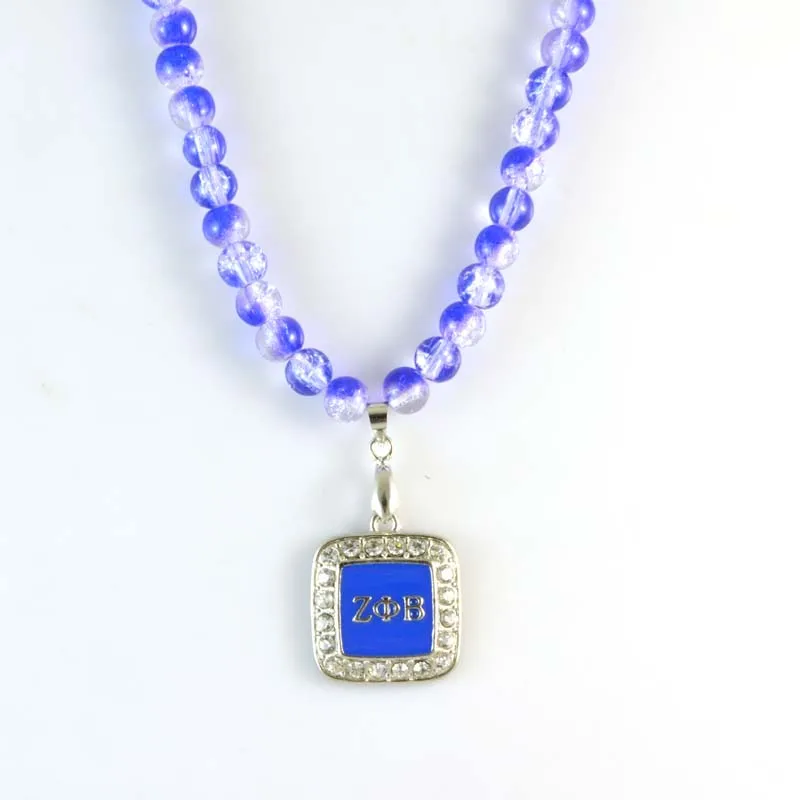 greek Sorority necklace crystal ZETA PHI BETA Necklace