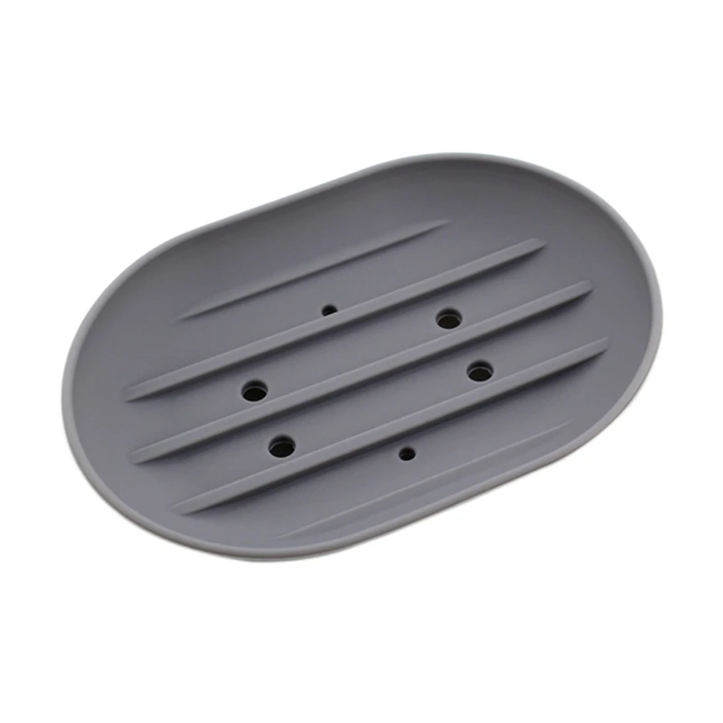 

Silicon Kitchen Bathroom Flexible Soap Dish Plate Holder Tray Soapbox