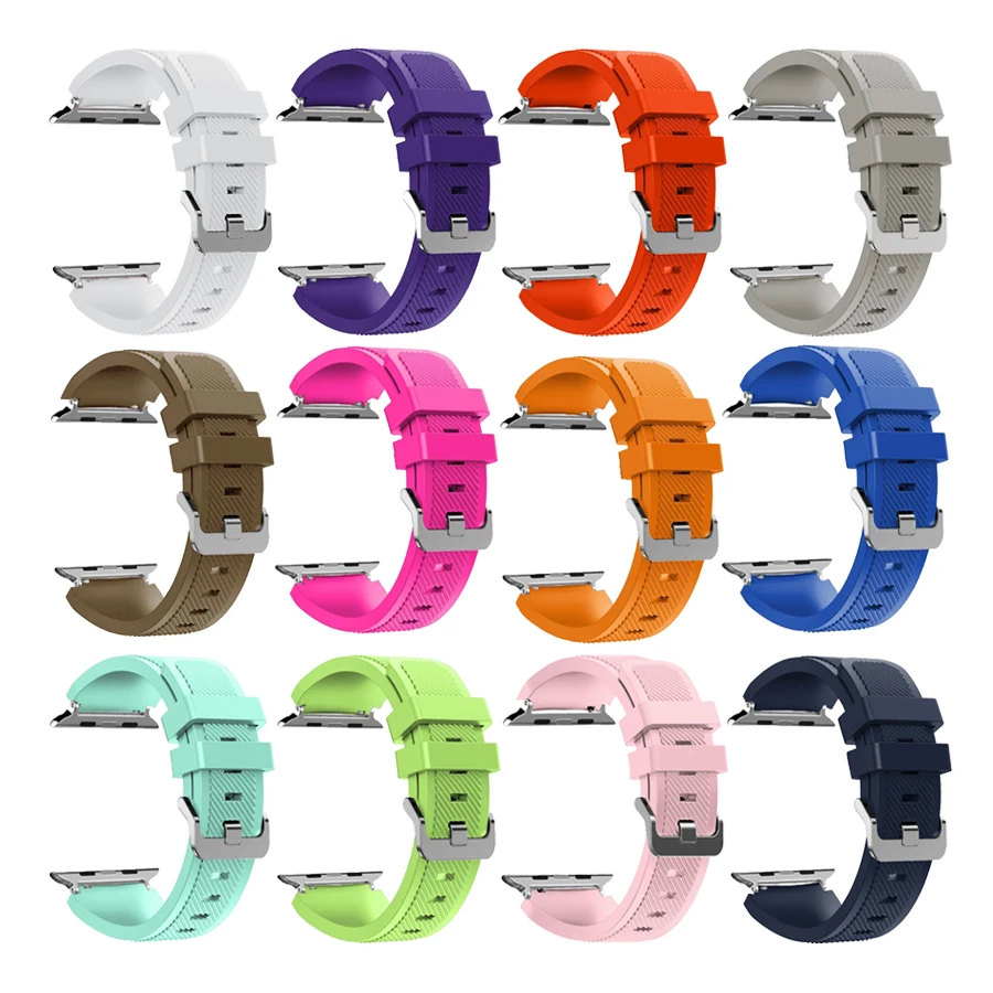 

For Apple Watch Band Sport Soft Silicone Bracelet Strap Waterproof for Apple Watch Series3 Series 2 Series 1 12 Colors Available