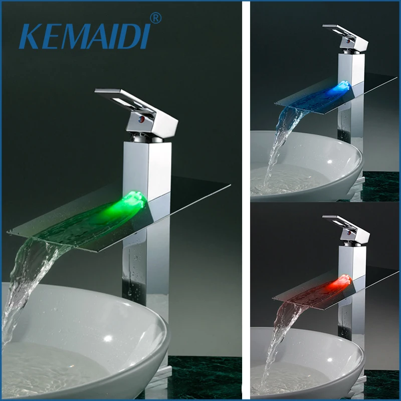 Kemaidi led كروم تل حوض صنبور مياه الحنفية بالوعة الحمام خلاط شلال torneira الغرور المصارف خلاطات الحنفيات