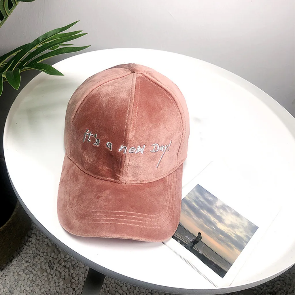 Casual Winter Warm baseball caps womens adjustable Letter cap Solid