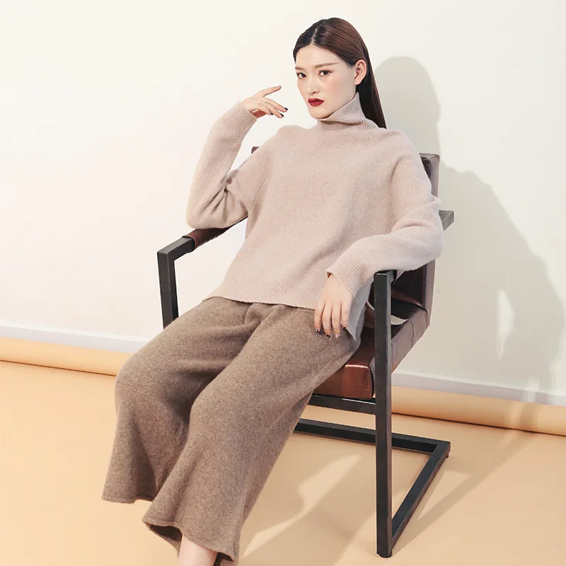 Turtleneck pullover yakwool sweater women's Autumn and winter Yakwool Knitting loose swearwe fashion Joker wool sweater MF2857