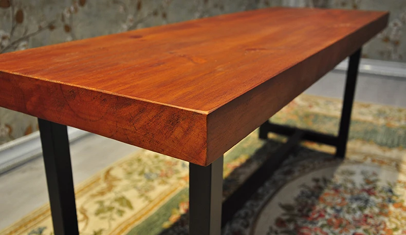 Americana loft comedor retro combinación de madera maciza, hierro ... Mesa de madera para comedor