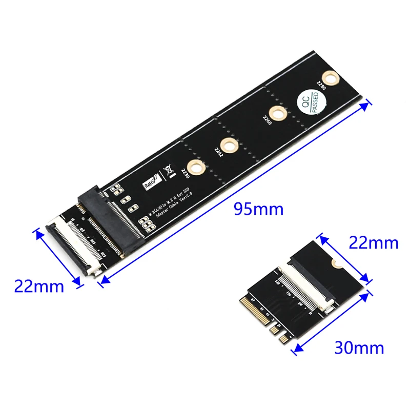 NGFF M.2/M2 Adapter M.2 SSD Adaptador SSD M2 M.2 Riser/Extender NVME SSD Adapter Components Computer Expansion Cards + FPC Cable