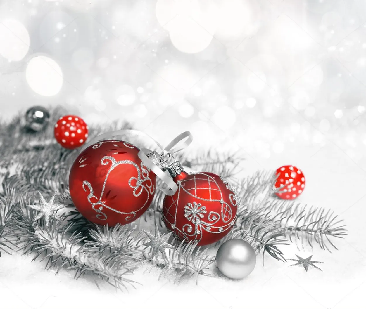 red decorations silver ornament neutral winter bokeh backdrops vinyl