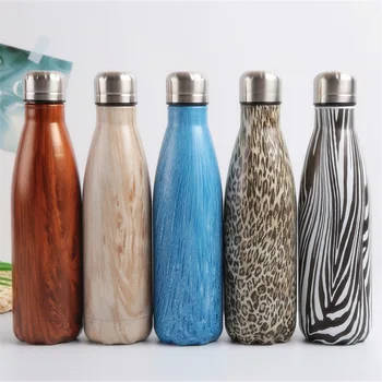 

500ml Leopard Printing Water Bottle Thermos Portable Stainless Steel Vacuum Insulated Bicycle Cup Sport Gym Bottle