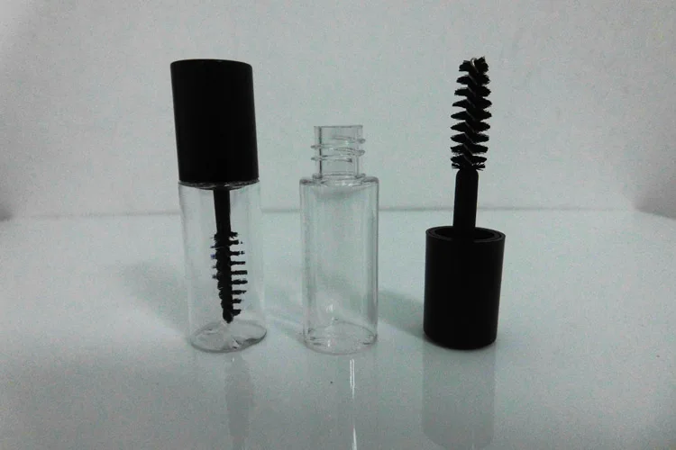 200pcs 3ml plastic PETG small clear Empty Mascara Tube Vial Bottle Container with Black Cap for