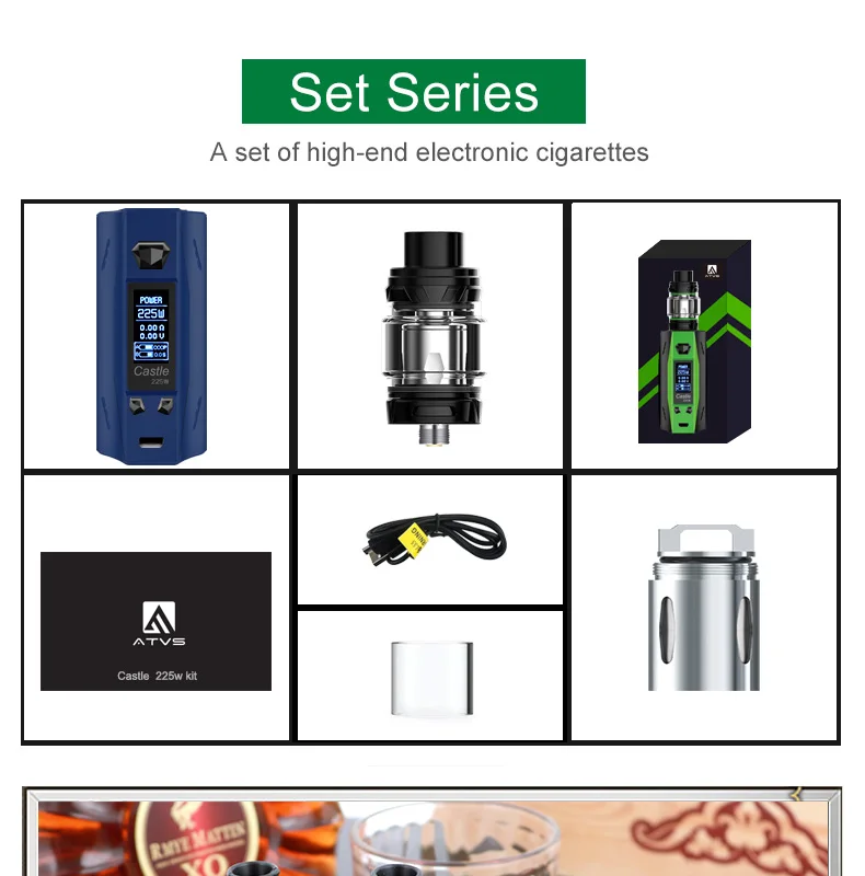 Original ATVS Castle 225W Vape Mod Kit E Cigarette 18650 Battery TC VW Bypass Box Mod 3ml Top Fill Atomizer Tank Vaporizer ECigs Original ATVS Castle 225W Vape Mod Kit E Cigarette 18650 Battery TC VW Bypass Box Mod 3ml Top Fill Atomizer Tank Vaporizer ECigs