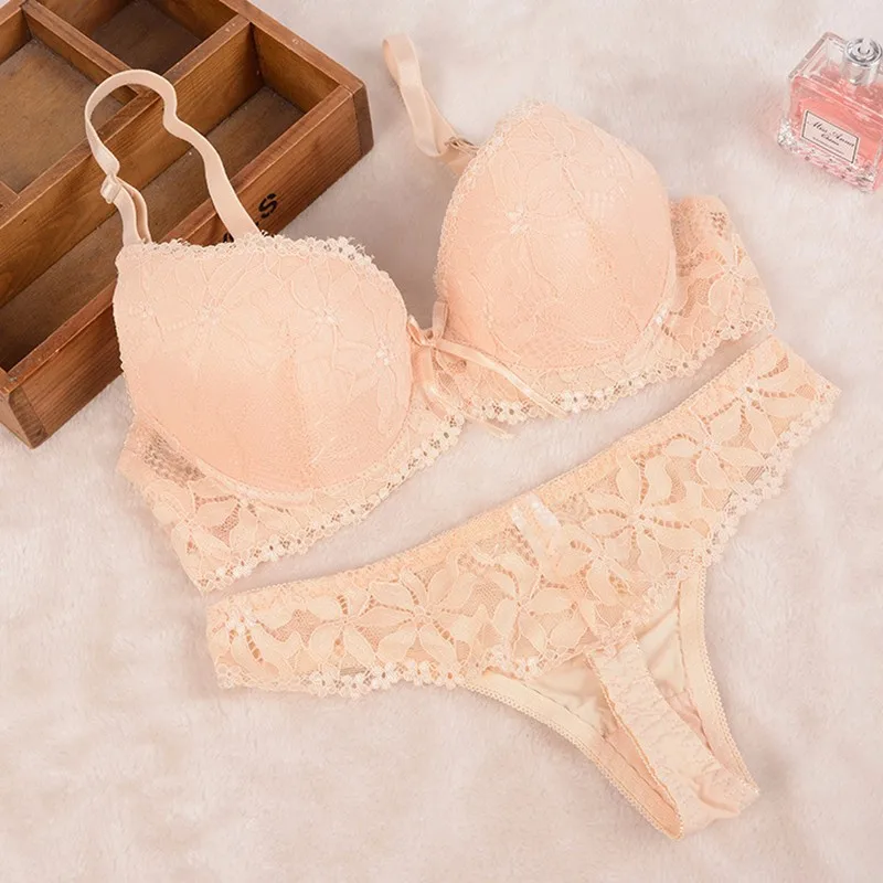 bra and brief sets [Cheap]New 2016 Lace Embroidery Bra Set Women Plus Size Push Up Underwear Set Bra and Panty Set 32 34 36 38 ABC Cup For Female cotton bra and panty sets