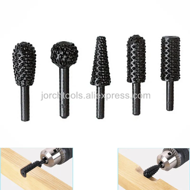 

5pcs/set High Speed Steel Cutting Tool Black Burr Drill Bit Set Wood Carving Rasps For Dremel Shank Burs Tools