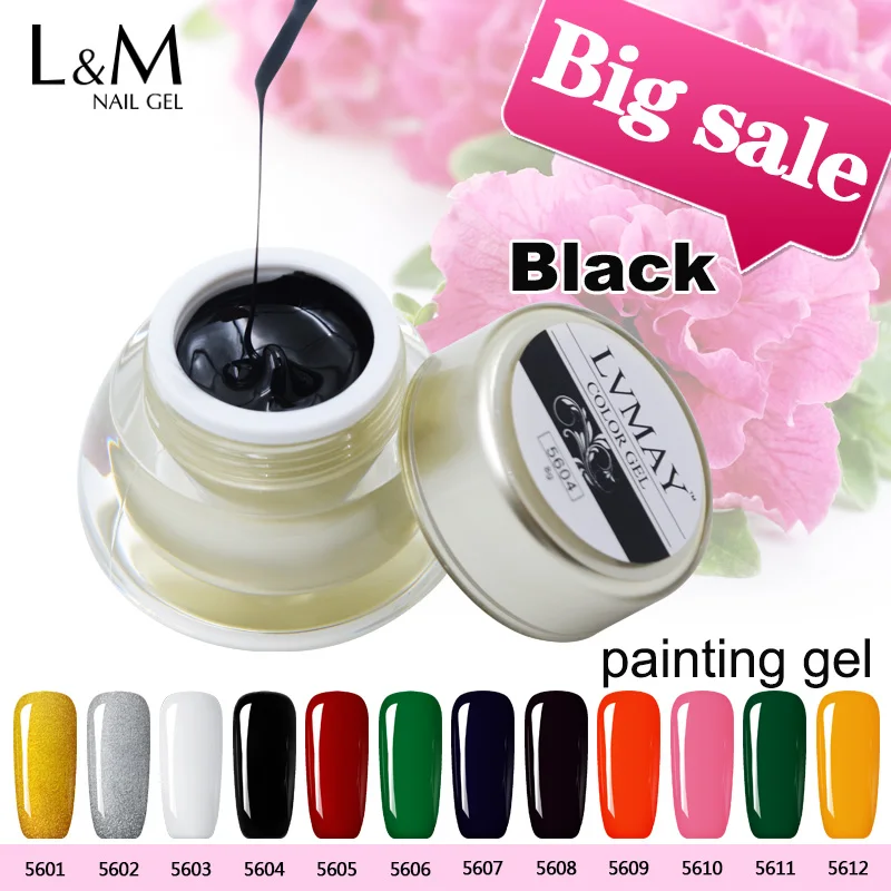 

3 Pcs Set Lvmay Brand Painting Gel Drawing Black Colour Nail Polish professional DIY Art gel Varnish Long Lasting Beauty Tool