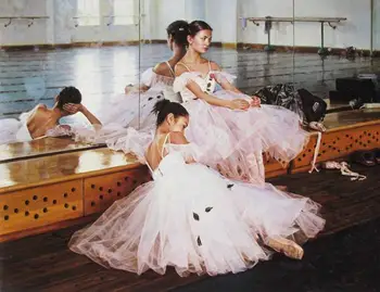 

Free Shipping Modern decor Painting No frame Two ballet girls taking a break High Q. Wall Decor art Paintings on Canvas