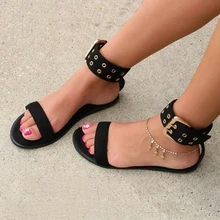 Women Flat Sandals Ankle Strap Women Summer Shoes Fashion Ankle Wrap Buckle Design Open Toe Solid Party Dress Sandals Shoes P25 Women Flat Sandals Ankle Strap Women Summer Shoes Fashion Ankle Wrap Buckle Design Open Toe Solid Party Dress Sandals Shoes P25