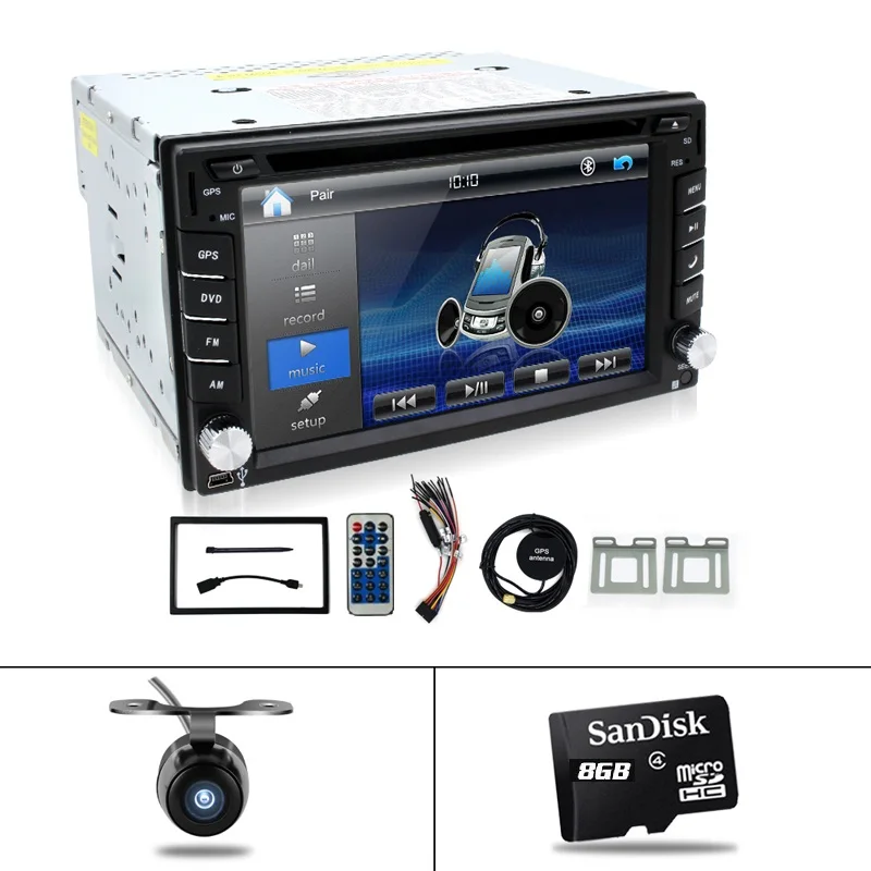 Reverse Camera+GPS map 6.2" 2 Din Car GPS Navigation Stereo DVD Player Bluetooth iPod Radio FM