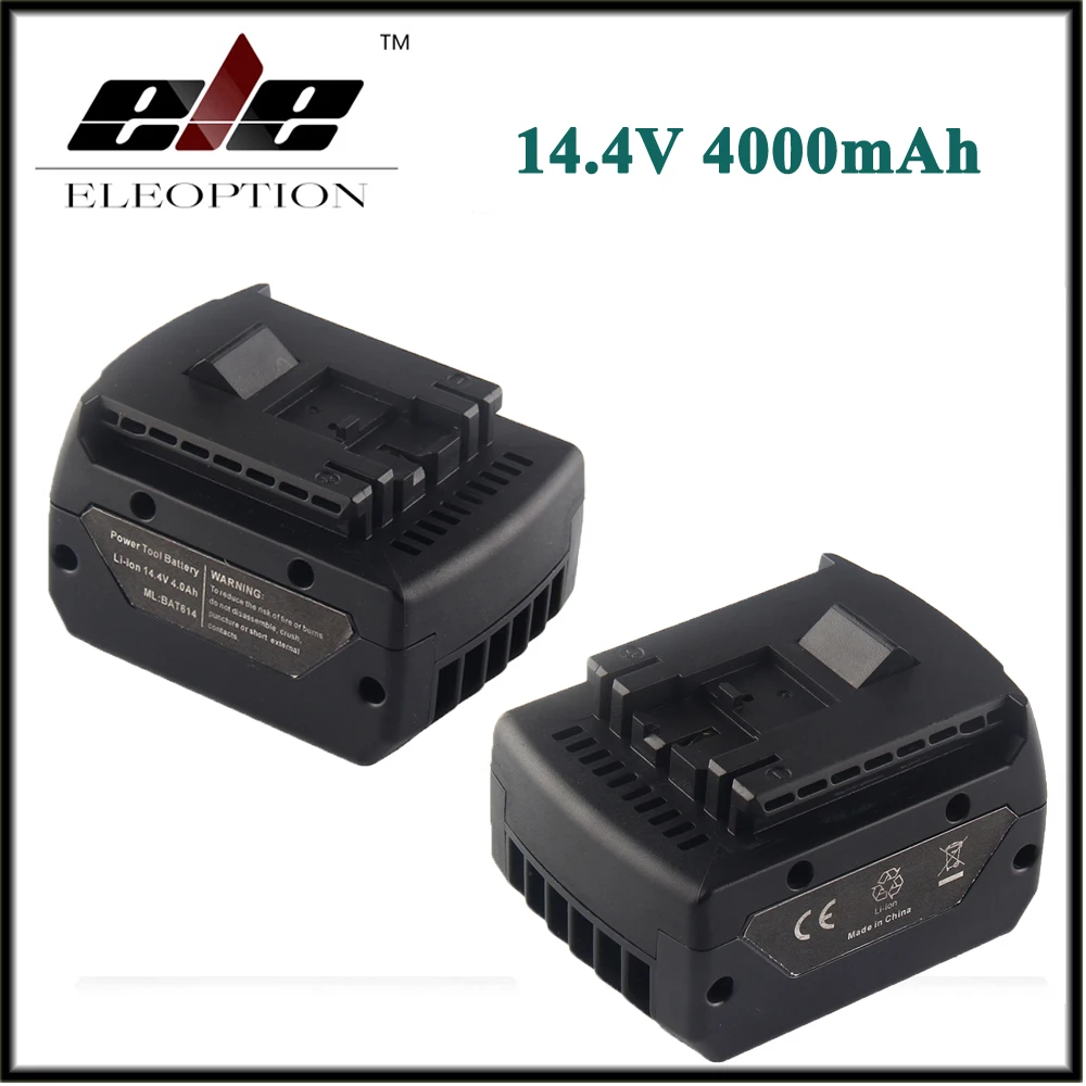 

2x Eleoption 14.4V 4000mAh Li-Ion Rechargeable Power Tool Battery Replacement For Bosch BAT614 2 607 336 150 BAT607 2607336318
