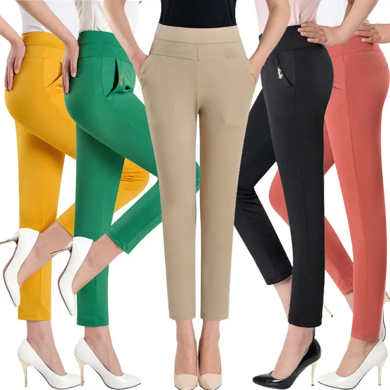 

5XL Pants Women Summer Elastic Slim High Waist Pants Female Trousers Women Casual Plus Size Office Ladies Pants Streetwear Q1418