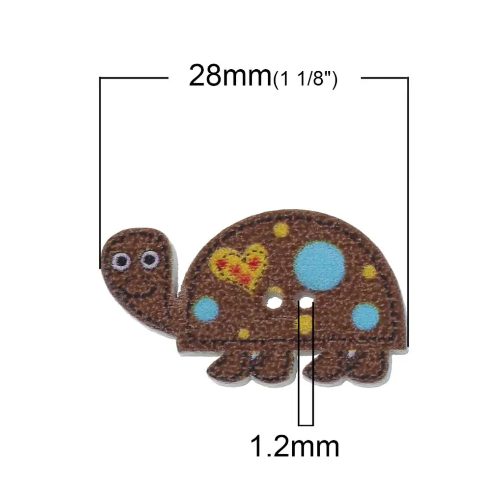 Деревянные пуговицы для шитья, скрапбукинга, черепаха, 2 отверстия, сердце, 28 мм(1 1/") x 16 мм(5/8"), 8 шт