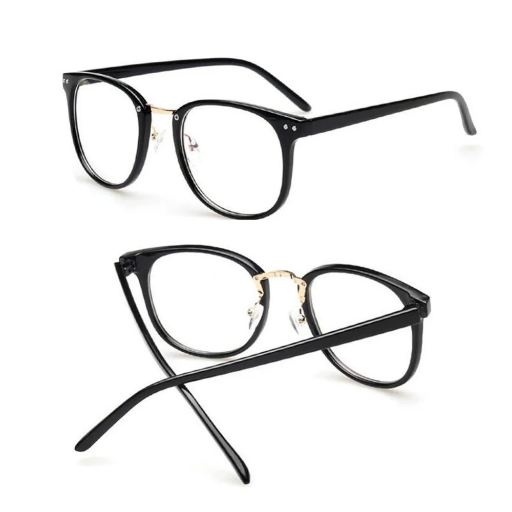 Classic Clear Lens Eyewear Rivets Big Round Frame Optical Spectacles