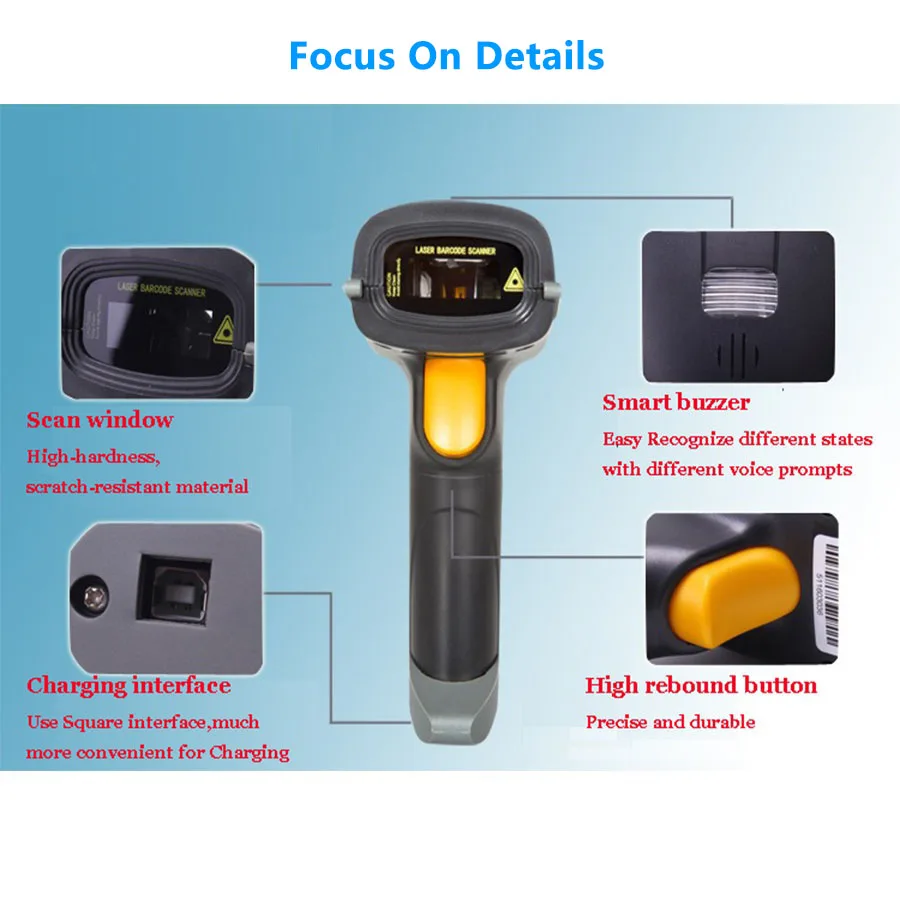 Portable mini Bluetooth Wireless bar code Scanner 1D Barcode reader handheld mobile scanner Android