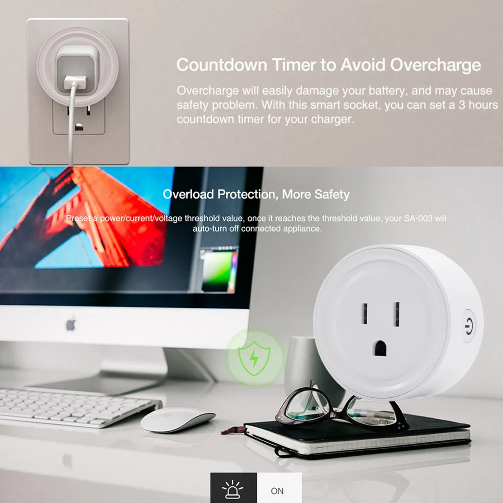 Умная розетка с Wi Fi переключатель американской вилкой для Amazon Alexa/Google Home App Control US