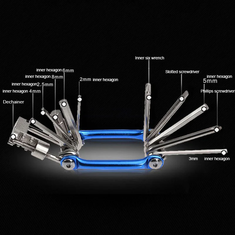 Инструменты для ремонта велосипеда 11 в 1 Набор Шестигранная спицевой ключ Отвертка-открывашка Прочная сталь ED