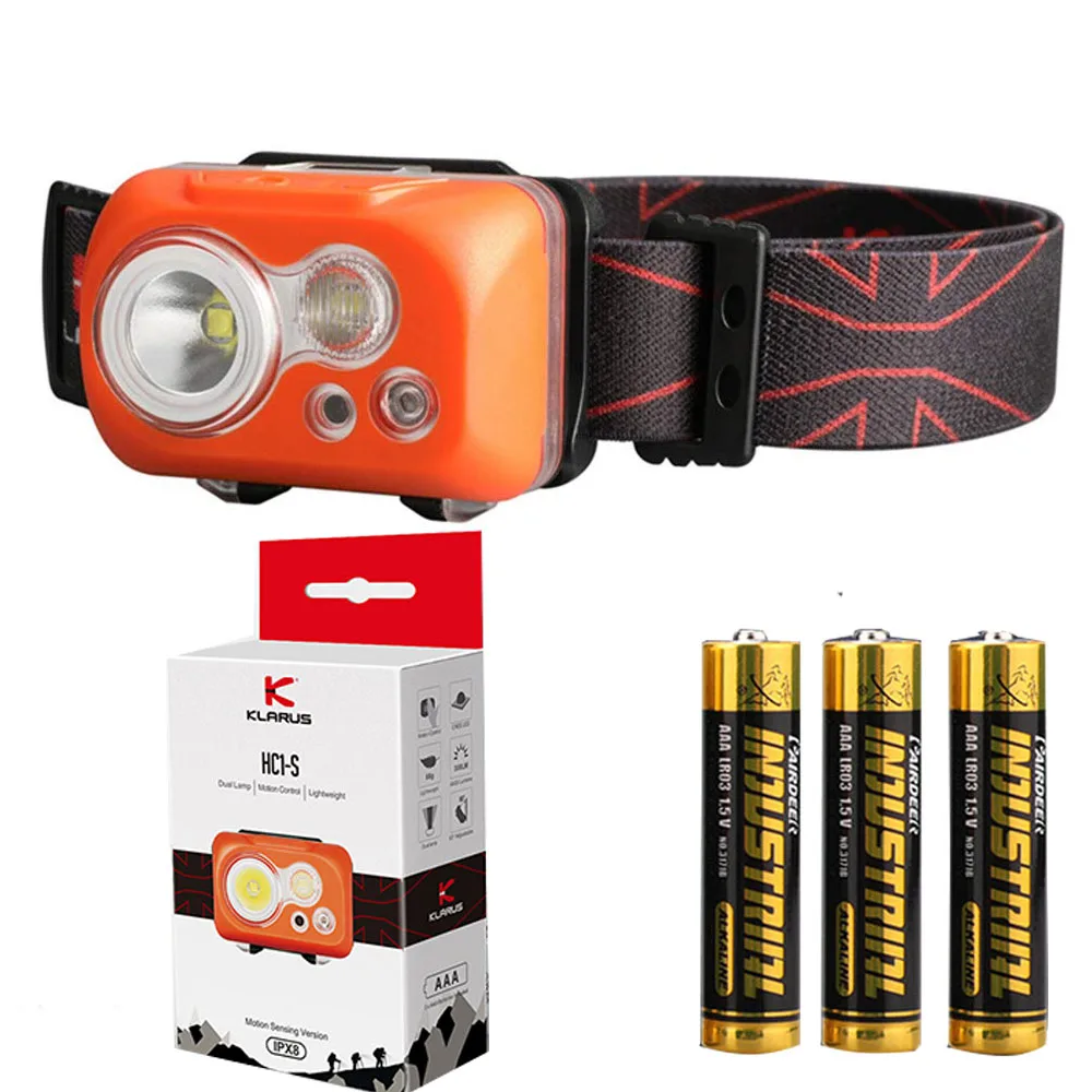 

KLARUS HC1-S 300 Lumens Dual Lamp Motion-Controlled Waterproof Featherweight Headlamp with 3 x AAA Alkaline Batteries