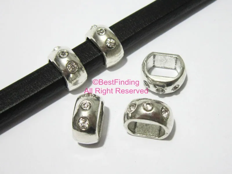 

10x6mm Licorice rhinestone beads slider licorice leather findings