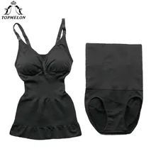 Mulheres 2 Pcs TOPMELON Overbust Conjunto Simming Corretiva Bodysuit Cintura Cincher Do Shaper Do Corpo Shapewear Completa de Aço Desossada Espartilho Vestido