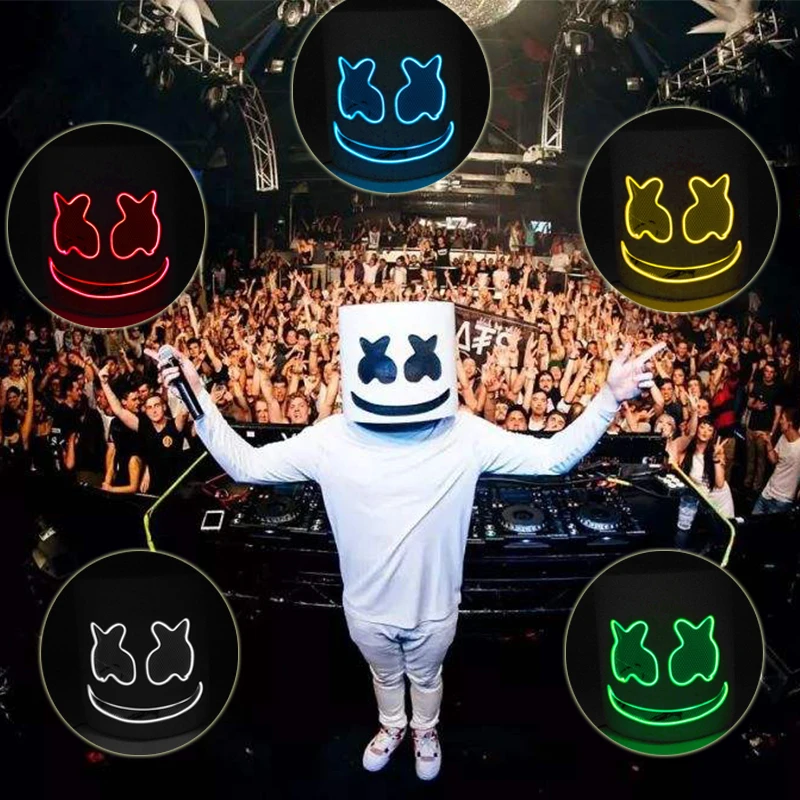 

DJ Marshmello Cosplay Mask LED Luminous Masks Helmet EVA Props Halloween Party