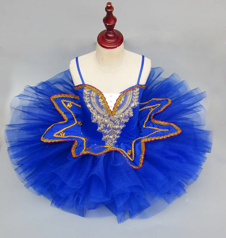 Романтическая детская балерина костюм для танцев для девочек Лебединое озеро балетное платье детская балетная юбка-пачка гимнастический купальник Одежда для бальных танцев - Цвет: blue