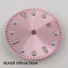28,5 мм BLIGER розовое стерильное окно с датой набора циферблат часы циферблат подходит для Miyota 8215 8205 Mingzhu 2813 движение